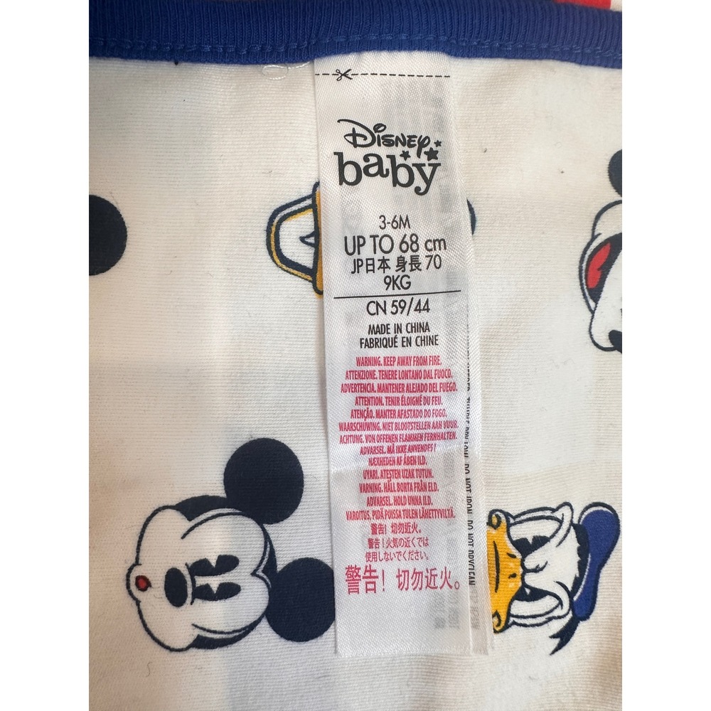 Disney Baby Boy Mickey Mouse Romper Hat and burp cloth Set 3-6 Months Blue Red - Picture 9 of 10